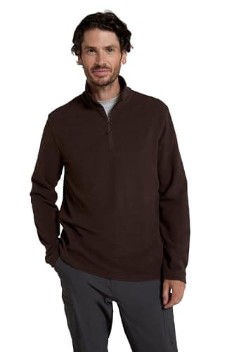 Image of Mountain Warehouse Camber II Mens Half-Zip Fleece - Lightweight & Quick Dry, Breathable Antipill Microfleece - For Spring Summer, Outdoors, Travelling & Hiking Brown L
