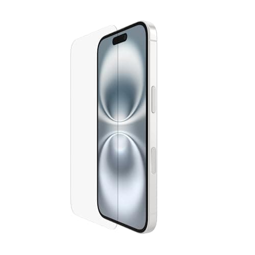Image of Belkin ScreenForce InvisiGlass iPhone 16 Screen Protector, scratch-resistant impact protection, easy align tray for bubble free application, made with recycled glass for iPhone 16, iPhone 15, 14 Pro