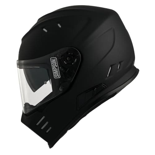 Image of Simpson Venom Matt Black Motorcycle Helmet. Full Face Motorbike Helmet. Twin Visor. ECE 22.06