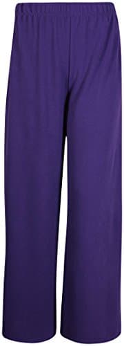 Image of Womens Stretch Ladies Elasticated Baggy Wide Leg Palazzo Plain Loose Fitted Trousers Pants Plus Size Purple 12 - 14