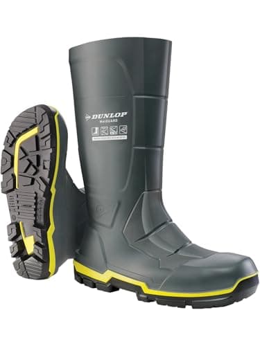 Image of DUNLOP MetGuard S5 Wellington Boot - Unisex, Antistatic and Lightweight, Chemical Resistant Work Wellies with Steel Toe Cap, Acifort, Dark Grey/Black - EU42, UK8
