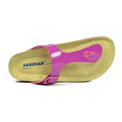 Image of Sanosan Geneve Ladies Toe Post Sandals Lacque Fuschia Patent