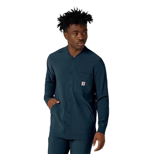 Image of Carhartt Men's Rugged Flex Modern Fit Fluid Resistant Bonded Fleece Jacket, Navy, L