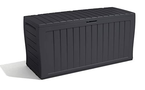 Image of Keter Marvel+ 270L Outdoor 65% recycled Garden Furniture Storage Box Graphite Wood Panel Effect | Fade Free | All Weather Resistant | Safe and Secure | Zero Maintenance | 2 year Warranty