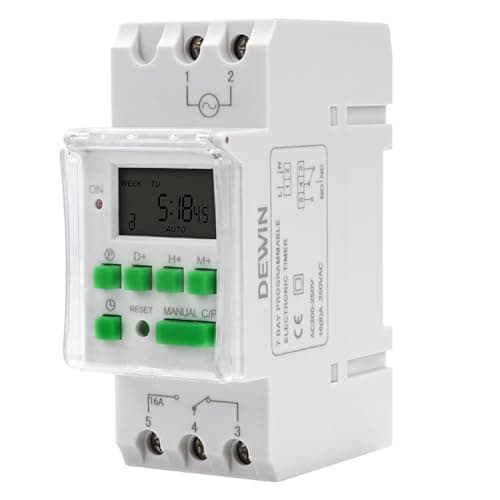 Image of DEWIN Digital Timer, Digital Timer Switch for DIN Rail weekly Programmable Electronic Relay AC 230V