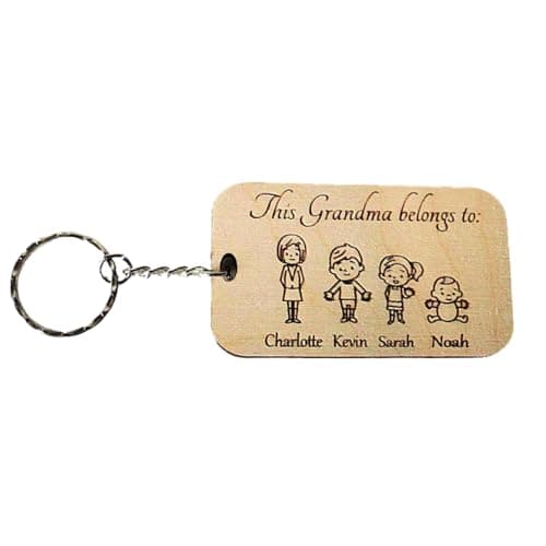Image of Personalised Family Keyring, Custom Wooden Keychain with Family Members, Perfect for Mother’s Day, Father’s Day, or as a Family Keepsake – Add Characters (Parents, Children, Pets)