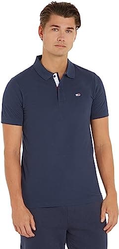 Image of Tommy Jeans Men's Tjm Slim Placket Polo Dm0dm15370 S/S Polos, Twilight Navy, XXL