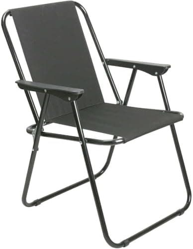 Image of Unibos | Outdoor Deck Chair Garden Patio Folding Camping Picnic Beach BBQ Party Outdoor Black Chair (1 Black Chair)
