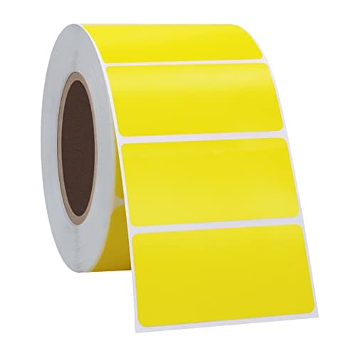 Image of Hycodest 51x25mm Direct Thermal Labels Self-Adhesive Barcode Stickers,Yellow Rectangle Labels for Thermal Label Printer,1000 Pcs Roll