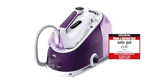 Image of Braun Household CareStyle 5 IS5247 VI Steam Iron - Steam Iron with FreeGlide 3D Soleplate, iCare Mode, Vertical Ironing, Removable 2L Water Tank, Steam Boost 500 g/min, 2400 W, Purple
