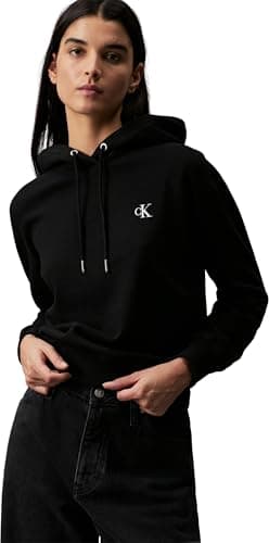 Image of Calvin Klein Jeans Women Sweatshirt Ck Embroidery no Hood, Black (Ck Black), M