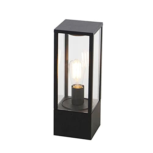 Image of Qazqa - Industrial Outdoor Pole I Bollard I Post lamp Black 40 cm IP44 - Charlois Garden- - Design - Suitable for LED E27 | 1 Light - Aluminium Bollard Light - Suitable for