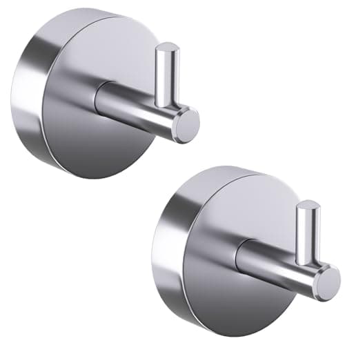 Image of QNIIAED 2 Pack Towel Hooks for Bathrooms,Stainless Steel Door Hook Screw in for Coat Robe(Polished Stain Chrome)
