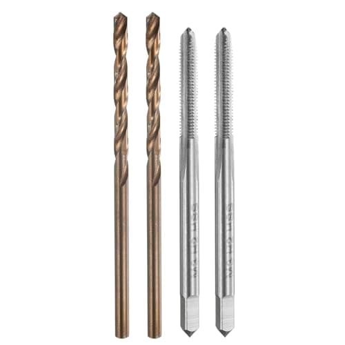 Image of sourcing map Tap and Drill Bit Set, 2pcs M3 x 0.5 Metric Straight Flute Thread Screw Taps & 2pcs 2.5mm Twist Drill Bits, Uncoated/Roasted Yellow HSS-6542/M35 HSS-CO Tapping Threading Tool