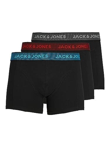 Image of JACK & JONES 3 Pack Plain Boxer Shorts-Black-X-Large