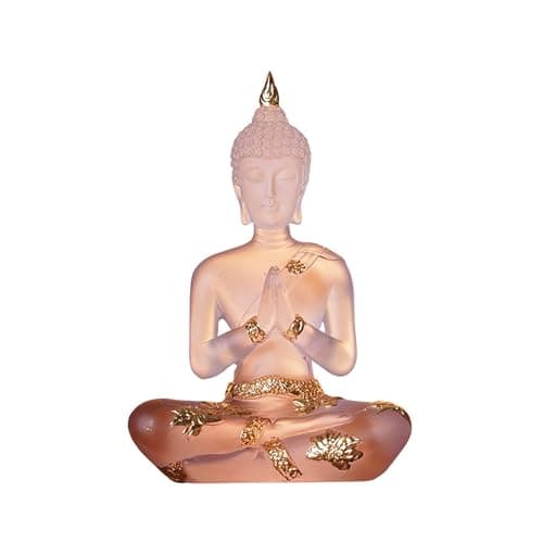 Image of NNYCC Crystal Resin Buddha Statue Indoor Meditation Decor,Thai Sitting Buddha Figurine Spiritual Gifts for Tabletop Zen,White,S