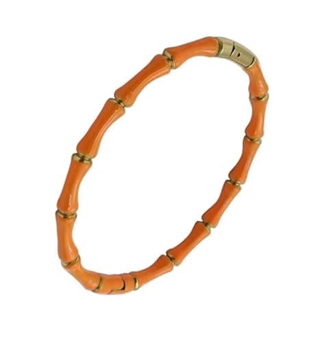 Image of XINLIANYI 1PCS Enamel Resin Bamboo Bangle Bracelet For Women Gold Color Stainless Steel Bangle,orange