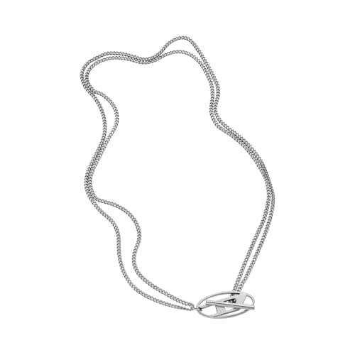 Image of Diesel Men's Stainless Steel with Toggle clasp closure necklace Brushed Silver