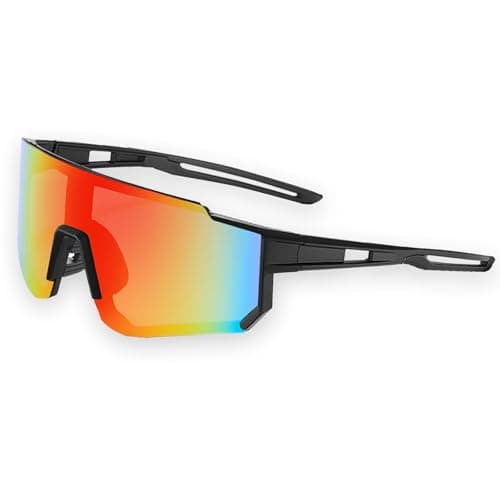 Image of Wieerda Cycling Sunglasses, Sports Polarized Sunglasses for Men and Women, UV 400 Protection Polarised Sun Glasses for Baseball Running Golf Driving Fishing Goggles (Black Red)