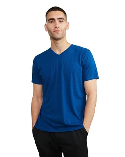 Image of DANISH ENDURANCE Men's T-Shirts, Organic Cotton T-Shirts for Men, V-Neck, 1-Pack, Navy Blue, Large