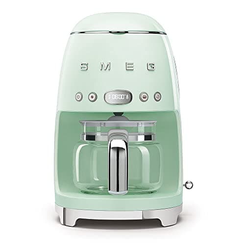 Image of Smeg DCF02PGUK Drip Coffee Machine, Auto-Start Mode, Reuseable Filter, Digital Display, Anti-Drip System, Aroma Intensity Option, 1.4 Litre Tank, Pastel Green