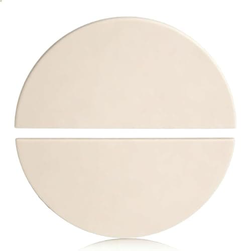 Image of SUONA 15" Half-Moon Heat Deflector Plates for Kamado Joe Classic I, II, III – Replacement Parts for Big Green Egg, Ceramic Pizza Stone BBQ Accessories, 2-Pack