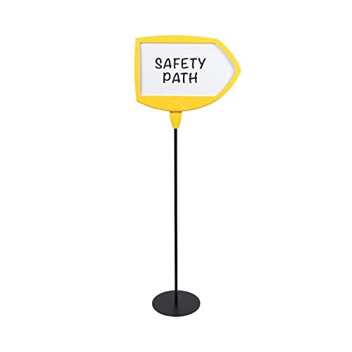 Image of Bi-Office Floor Safety Sign, Magnetic Arrow, Drywipe Surface, Yellow, Angle Adjustable, 62.5 x 44.5 x 159.5 cm