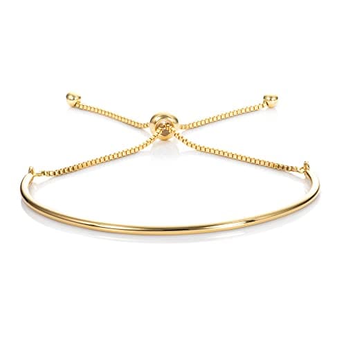 Image of ZAVANA Gold Bangle Bracelet for Women and Teenage Girls, Cute Bangle Bracelet with adjustable Sliding Bead fastener, Cute Adjustable bracelets for women, Dainty Gold Bracelets for Women.