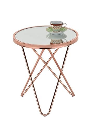 Image of ASPECT Porto Round Side End Coffee Table, Glass, Copper/Mirror, 45 x 45 x 50 cm, STB39/MR
