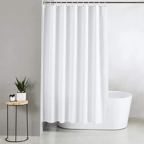 Image of Blue Canyon Diamante Shower Curtains | 100% Polyester Shower Curtain | Anti-Bacterial Surface Treatment | Water Repellent| Weighted Hem | 180 X 180cm | 12 Reinforced Eyelets with Hooks (White)