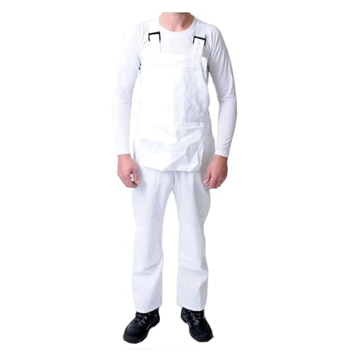 Image of GRS Bib and Brace Dungaree Overalls Painters Suit for Decorators Builders, White, 3XL