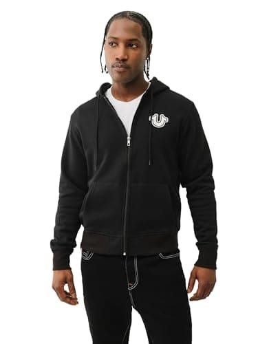 Image of True Religion Men's Core Zip Up Hoodie, Black, XL
