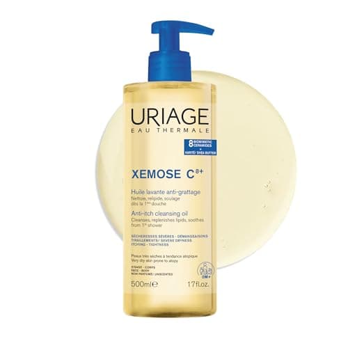 Image of Uriage Xemose C8+ Anti-Itch Shower Oil 500ml - Face & Body Wash - Very Dry Skin Prone to atopy - Soothes from 1st application - 8 Biomimetic Ceramides & Shea Butter - Fragrance-Free