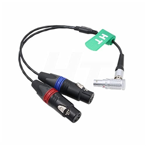Image of HangTon Audio Input Cable for Atomos Shogun Inferno, Ninja Inferno, Shogun Flame, Shogun 7 Monitor Right Angle 10 pin to Dual XLR 3 pin Female Sound Devices Mixer