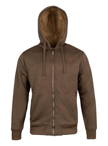 Image of JACK PYKE Yakka Mens Fleece Hoodie – Warm Sherpa Fleece Lined Jacket with Full Zip, Drawstring Hood, Front Pockets, Ribbed Cuffs & Hem, Winter Hooded Jacket for Casual & Country Wear - Coyote M