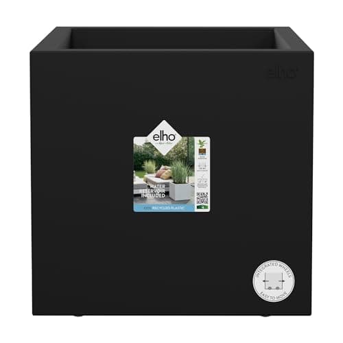 Image of elho Vivo Next Square 30 - Large Planter for Indoor & Outdoor - 100% Recycled Plastic - L 29.5 x H 29.5 cm - Black/Living Black