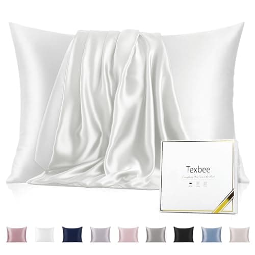Image of Texbee Silk Pillowcase for Hair and Skin with Hidden Zipper, Both Side 22 Momme Natural Silk, King Size 1 Pack Gifts for Women Men (50x90CM, Ivory White)