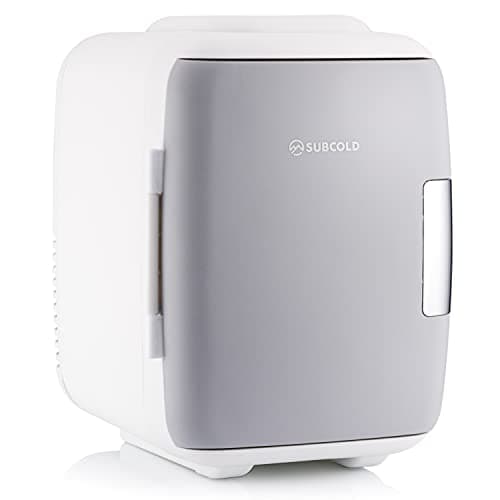 Image of Subcold Classic4 Mini Fridge - Cooler & Warmer | 4 Litre/6 Cans | AC+USB | Portable Small Fridge for Skincare, Bedroom, Dorm, Car, Caravan (White/Grey)