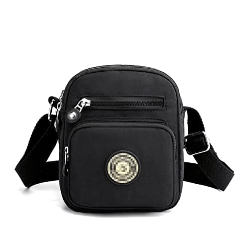 Image of Milky Way Womens Multi Pocket Casual Nylon Cross Body Bag Messenger Handbag for Ladies Girls Shopping Hiking Daily Use (Black)
