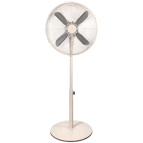 Image of Russell Hobbs 16” Metal Pedestal Fan in Greige (Grey/Beige), 3 Speed Settings, Powerful Airflow, Ergonomic Design, Tilt and Oscillating Features, 4 Curved Blades, Up To 2 Years Guarantee, RHMPF1601GR