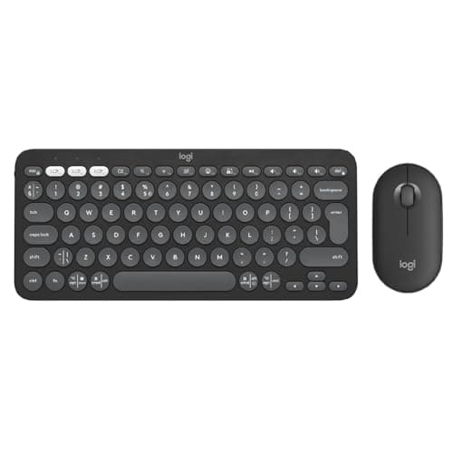 Image of Logitech Pebble Keys 2 K380s, Multi-Device Bluetooth Wireless Keyboard + Pebble Mouse 2 M350s Slim Bluetooth Wireless Mouse, QWERTY UK - Graphite