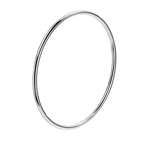 Image of LinnaLove Fashion Shiny Thin Round Stainless Steel Bangle Bracelets for Women (1/3/5/8 Set), L (70mm), Metal, no gemstone