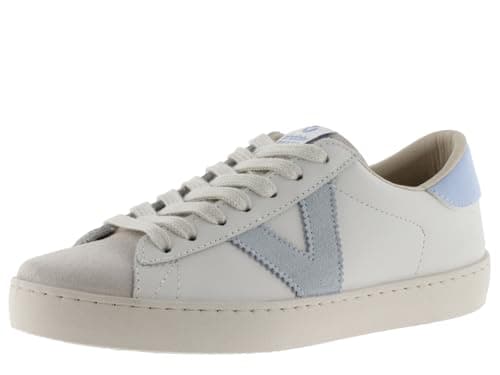 Image of Victoria Unisex Berlin Leather & Coloured Parts & Suede Toe Sneakers 1126142 for Adult, Celeste, 8.5 UK