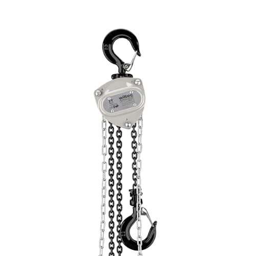 Image of Wiltec Manual Chain Hoist 2 Tonnes, Lifting Height 3 m, with 3 m Load Chain, Equipment for Raising and Lowering Heavy Loads