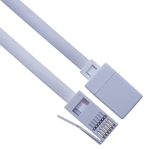 Image of Keple 10m BT Telephone Extension Cable Lead Full 6 Wire Male Plug to Female Socket for Office & Home Broadband Cord Compatible with Telephone, Fax, Handset, Modem (White)