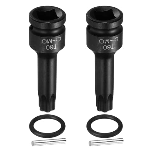 Image of sourcing map 2pcs 1/2" Drive Torx Bit Socket T60 Impact 6 Point Star Bit Sockets CR-MO Steel with Cotter Pin and O-Ring for Power Drill Drivers Garage Workshop Adapter