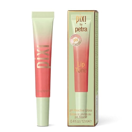 Image of Pixi Beauty LipTone pH Reactive Lip Gloss in Peachyness | Color Changing Tinted Lip Balm with Rosehip Oil & Shea Butter | Non-Sticky Mirror-Shine Finish | 0.4 fl oz