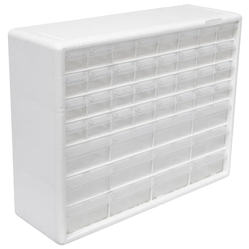 Image of Akro-Mils 44-Drawer Plastic Drawer Storage Cabinet for Garage Organization, Bead Organizer, Lego Storage, Teacher Toolbox, Makeup Organizer and More, 20x6x16 Inch, White