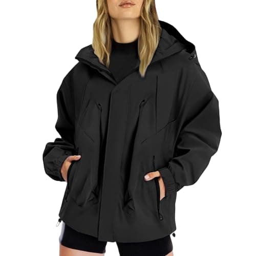 Image of Womens Sport Jacket, Casual Outdoor Raincoats with Hooded, Breathable Zip Up Softshell Jackets with Pockets, for Spring Fall Winter