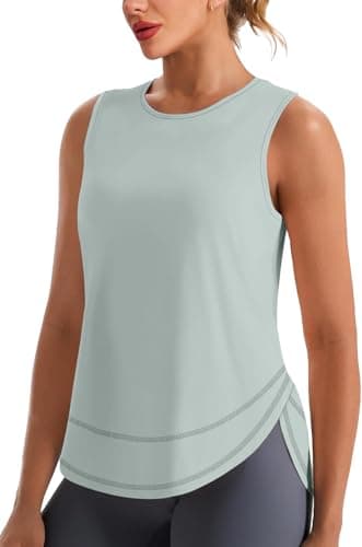 Image of Aokosor Workout Tank Top Women Summer Sleeveless T Shirts Athletic Tops Casual Loose Fit Green Gym Top Size 14-16